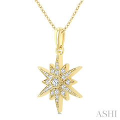 1/4 Ctw Round Cut Diamond Star Pendant With Chain in 10K Yellow Gold