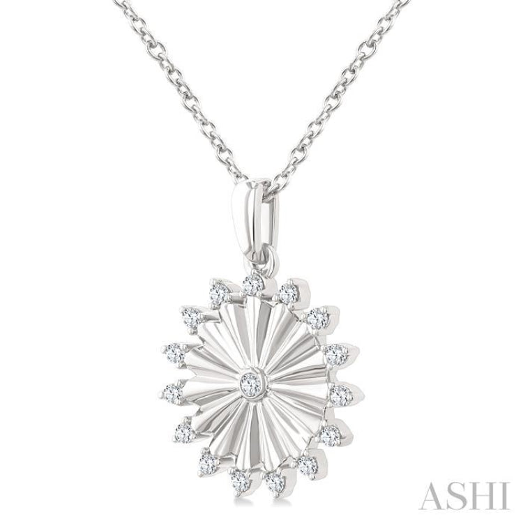 1/5 Ctw Round Cut Diamond Pirouette Circle Fluted Fashion Pendant With Chain in 10K White Gold