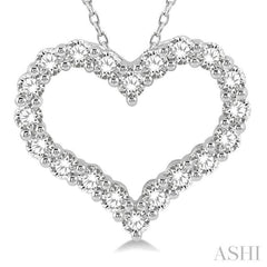 3/4 Ctw Heart Shape Round Cut Diamond Pendant With Chain in 14K White Gold