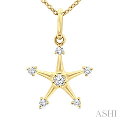 1/10 Ctw Star Round Cut Diamond Petite Fashion Pendant With Chain in 10K Yellow Gold