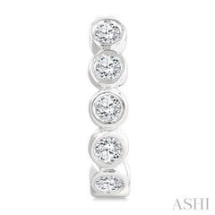 1/4 Ctw Petite Bezel Set Round Cut Diamond Fashion Half Hoop Earrings in 10K White Gold