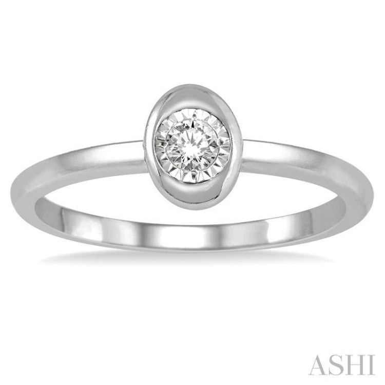1/50 Ctw Oval Shape Round Cut Diamond Promise Ring in 10K White Gold