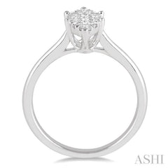 1/3 Ctw Marquise Shape Diamond Lovebright Ring in 14K White Gold