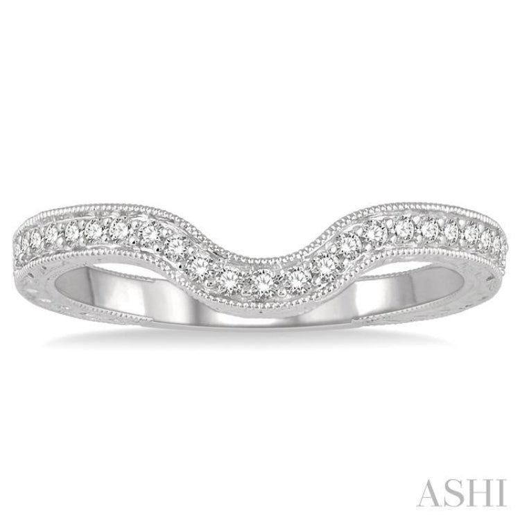 1/6 Ctw U-Shape Round Cut Diamond Wedding Band in 14K White Gold
