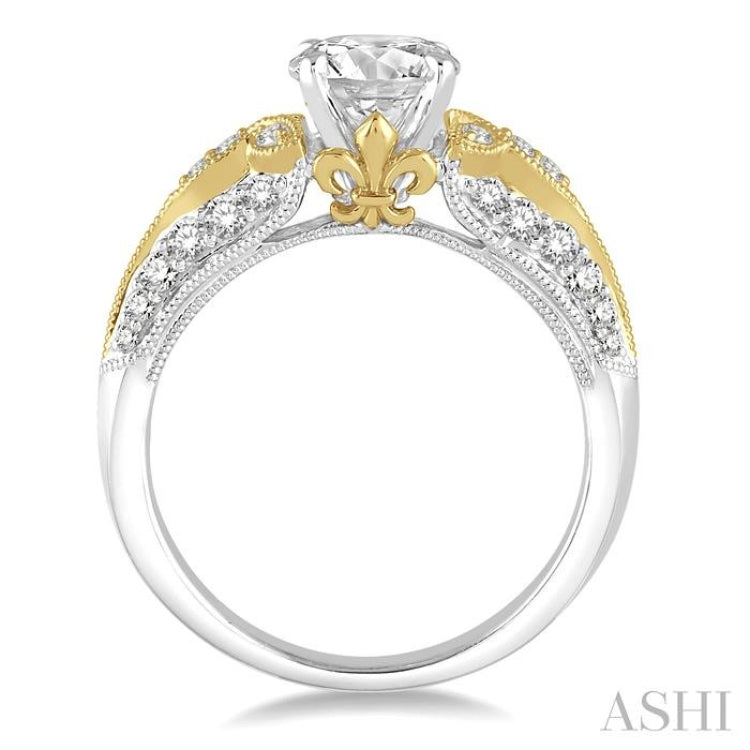 3/8 Ctw Round Cut Diamond Semi-Mount Engagement Ring in 14K White and Yellow Gold