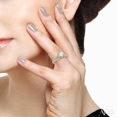 3/8 Ctw Round Cut Diamond Semi-Mount Engagement Ring in 14K White and Yellow Gold