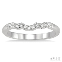 1/6 Ctw Waves Center Round Cut Diamond Wedding Band in 14K White Gold