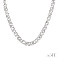 1/4 Ctw Single Cut Diamond Curb & Cuban Necklace in Sterling Silver