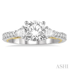 1/2 Ctw Diamond Semi-Mount Engagement Ring in 14K White and Yellow Gold