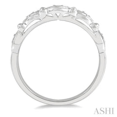 1/20 Ctw Diamond Shape Mount Round Cut Diamond Wedding Band in 14K White Gold