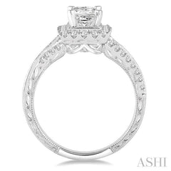 1/2 Ctw Round Diamond Semi-Mount Engagement Ring in 14K White Gold