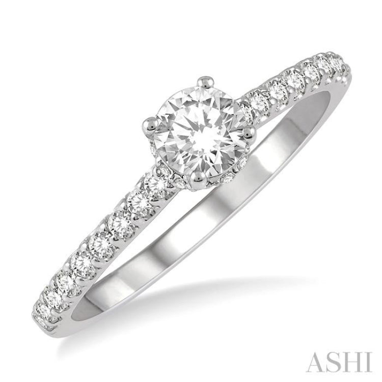 1/5 Ctw Round Cut Diamond Semi-Mount Engagement Ring in 14K White Gold