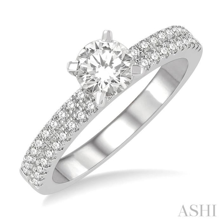 1/3 Ctw Round Cut Diamond Semi-Mount Engagement Ring in 14K White Gold