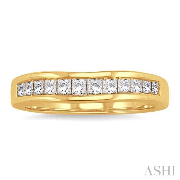 1/2 Ctw Princess Cut Diamond Matching Wedding Band in 14K Yellow Gold