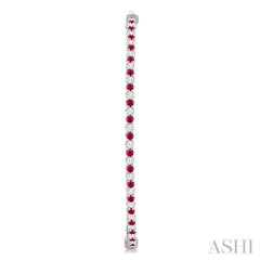 1.6 MM Ruby and Alternating 1 1/2 Ctw Round Cut Inside-Out Diamond Precious Hoop Earrings in 14K White Gold