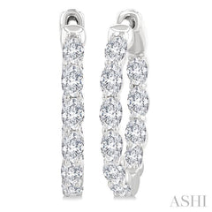 2 Ctw Inside-Out Oval Cut Diamond Hoop Earrings in 14K White Gold