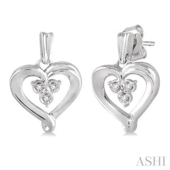 1/50 Ctw Round Cut Diamond Heart Earrings in Sterling Silver
