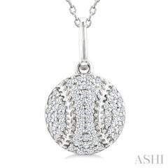 1/5 Ctw Petite Baseball Round Cut Diamond Fashion Pendant With Chain in 10K White Gold