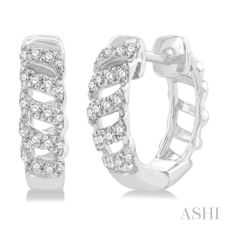 1/4 Ctw Petite Open Swirl Round Cut Diamond Fashion Huggies in 10K White Gold