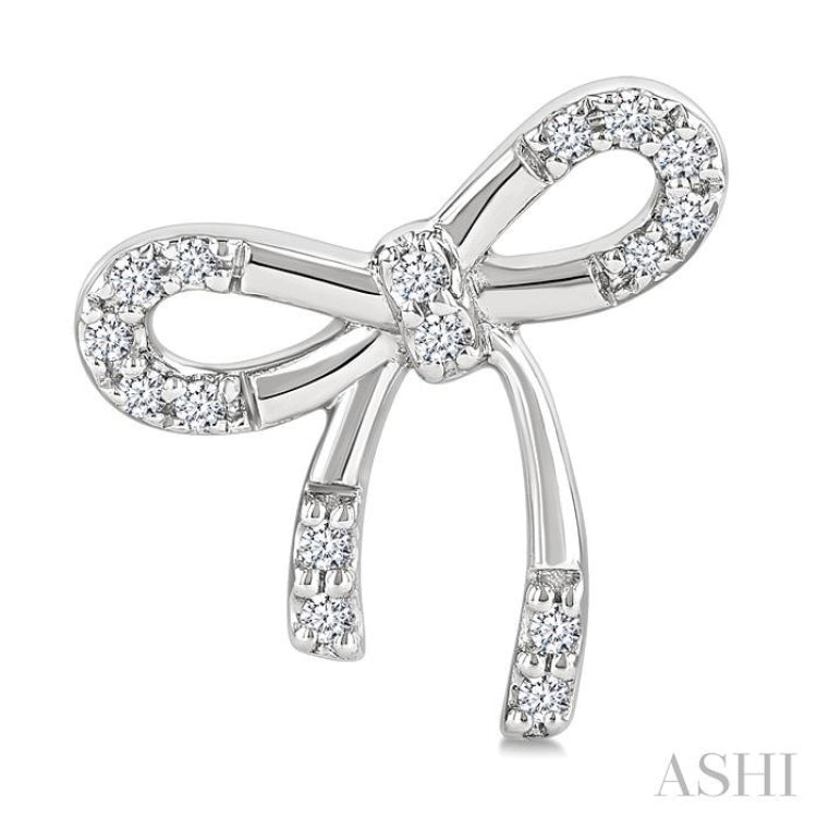 1/10 Ctw Bow Round Cut Diamond Fashion Earrings in Sterling Silver