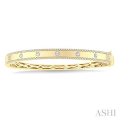 1 Ctw Flush Set Round Cut Diamond Fashion Bangle in 14K Yellow Gold