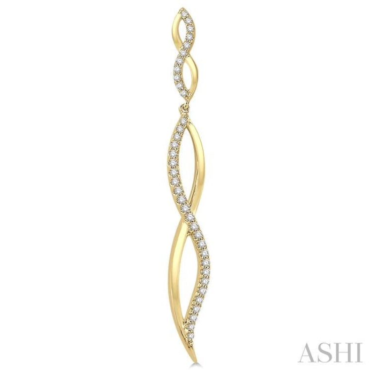 1/3 Ctw Climbing Stalk Round Cut Diamond Fashion Long Earrings in 14K Yellow Gold