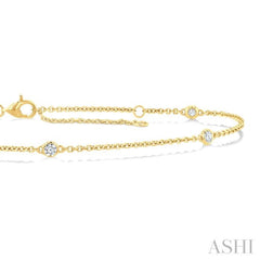 1/4 Ctw Round Cut Diamond Station Bracelet in 14K Yellow Gold