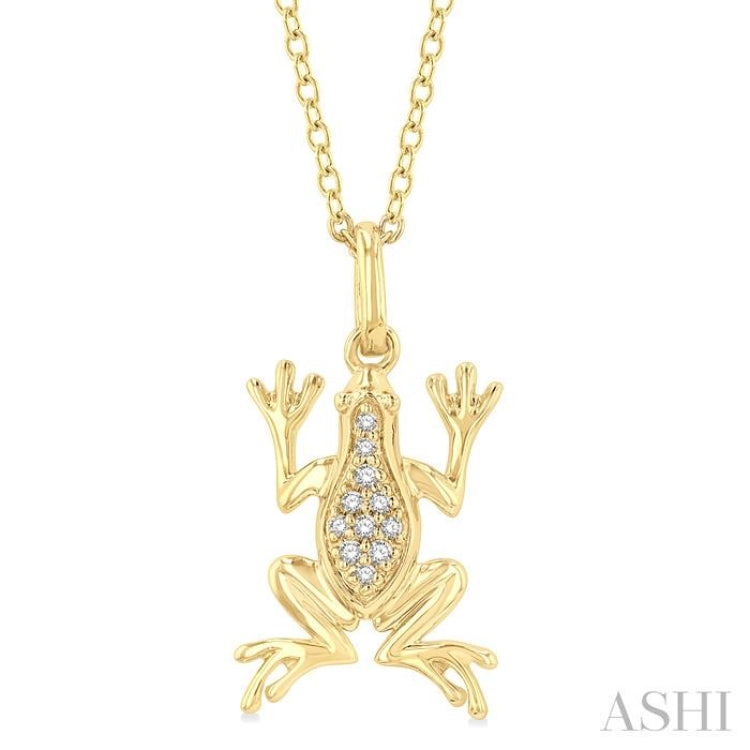 1/20 Ctw Amphibian Round Cut Diamond Petite Fashion Pendant With Chain in 10K Yellow Gold