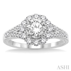 1/2 Ctw Round Cut Diamond Semi-Mount Engagement Ring 14K White Gold