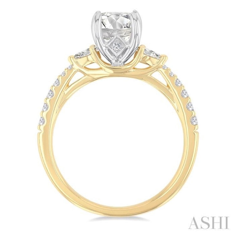 3/8 Ctw Pear and Round Cut Diamond Semi-Mount Engagement Ring in 14K Yellow and White Gold