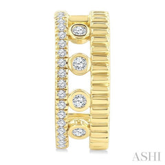1/5 Ctw Bezel and Prong Set Round Cut Diamond Bold Fluted Fashion Earrings in 10K Yellow Gold