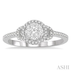 1/3 Ctw Lovebright Round Cut Diamond Engagement Ring in 14K White Gold