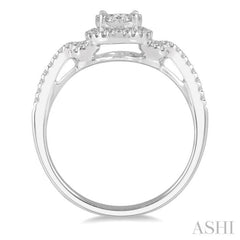 1/3 Ctw Lovebright Round Cut Diamond Engagement Ring in 14K White Gold