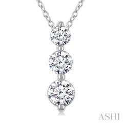 1/2 Ctw Round Cut Diamond Three-Stone Snowman Pendant With Chain in 14K White Gold