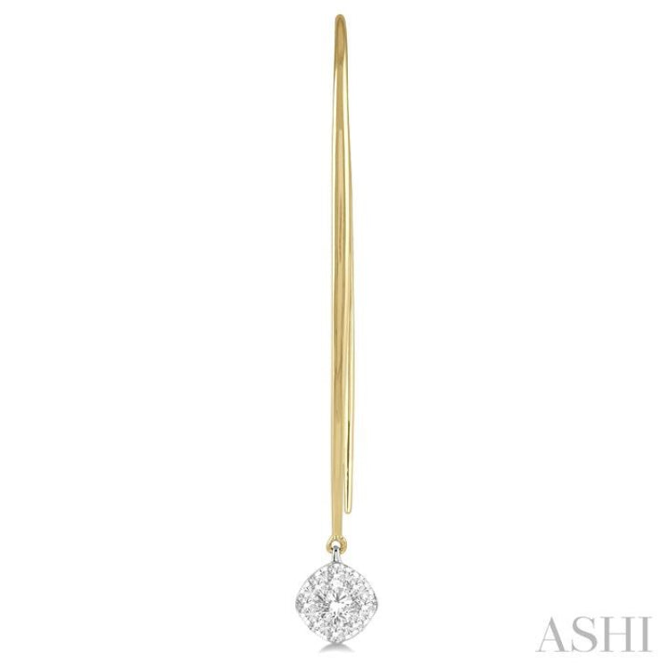 1/2 Ctw Cushion Shape Lovebright Round Cut Diamond Earrings in 14K Yellow & White Gold