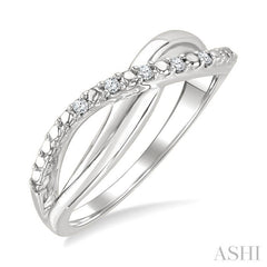1/20 Ctw Split Criss-Cross Single Cut Diamond Fashion Ring in Sterling Silver