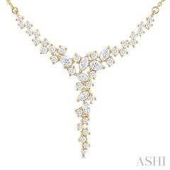 1 Ctw Waterfall Mixed Cut Diamond Scatter Necklace in 14K Yellow Gold