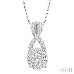 1/2 Ctw Lovebright Round Cut Diamond Pendant in 14K White Gold with Chain