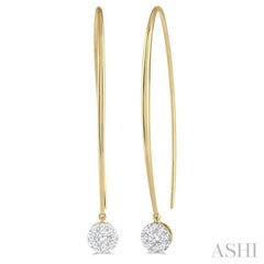 1/2 Ctw Round Dangler Lovebright Diamond Earring in 14K Yellow and White Gold
