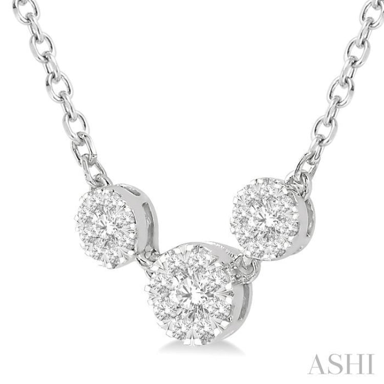 1/3 Ctw 3-Stone Lovebright Round Cut Diamond Necklace in 14K White Gold