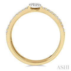 1/3 Ctw Twin Band Pear Shape Lovebright Round Cut Diamond Fashion Ring in 14K Yellow and White Gold