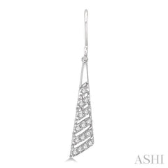 1/5 Ctw Chevron Round Cut Diamond Earrings in 10K White Gold