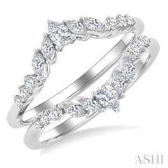 1/2 Ctw Chevron Pear, Marquise and Round Cut Diamond Insert Ring in 14K White Gold