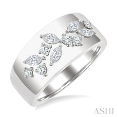 1/2 Ctw Marquise and Round Cut Diamond Fashion Wide Band in 14K White Gold