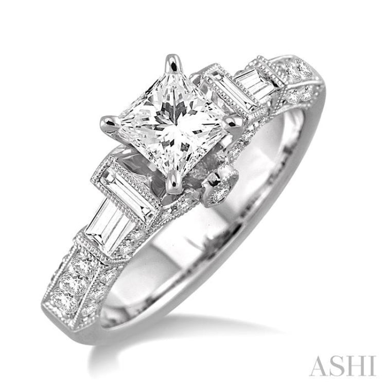 3/4 Ctw Diamond Semi-Mount Engagement Ring in 14K White Gold