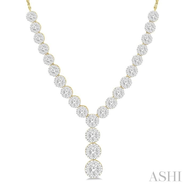 2 1/4 Ctw Lovebright Round Cut Diamond Necklace in 14K Yellow and White Gold