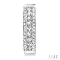 1/2 Ctw Channel Set Round Cut Diamond Hoop Earring in 14K White Gold