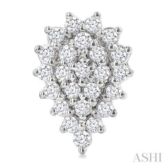 1/5 Ctw Petite Pear Shape Round Cut Diamond Cluster Fashion Stud Earring in 10K White Gold