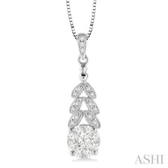 3/8 Ctw Lovebright Round Cut Diamond Pendant in 10K White Gold with Chain