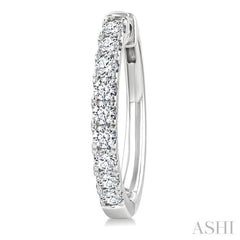 1 Ctw Round Cut Diamond Hoop Earrings in 14K White gold